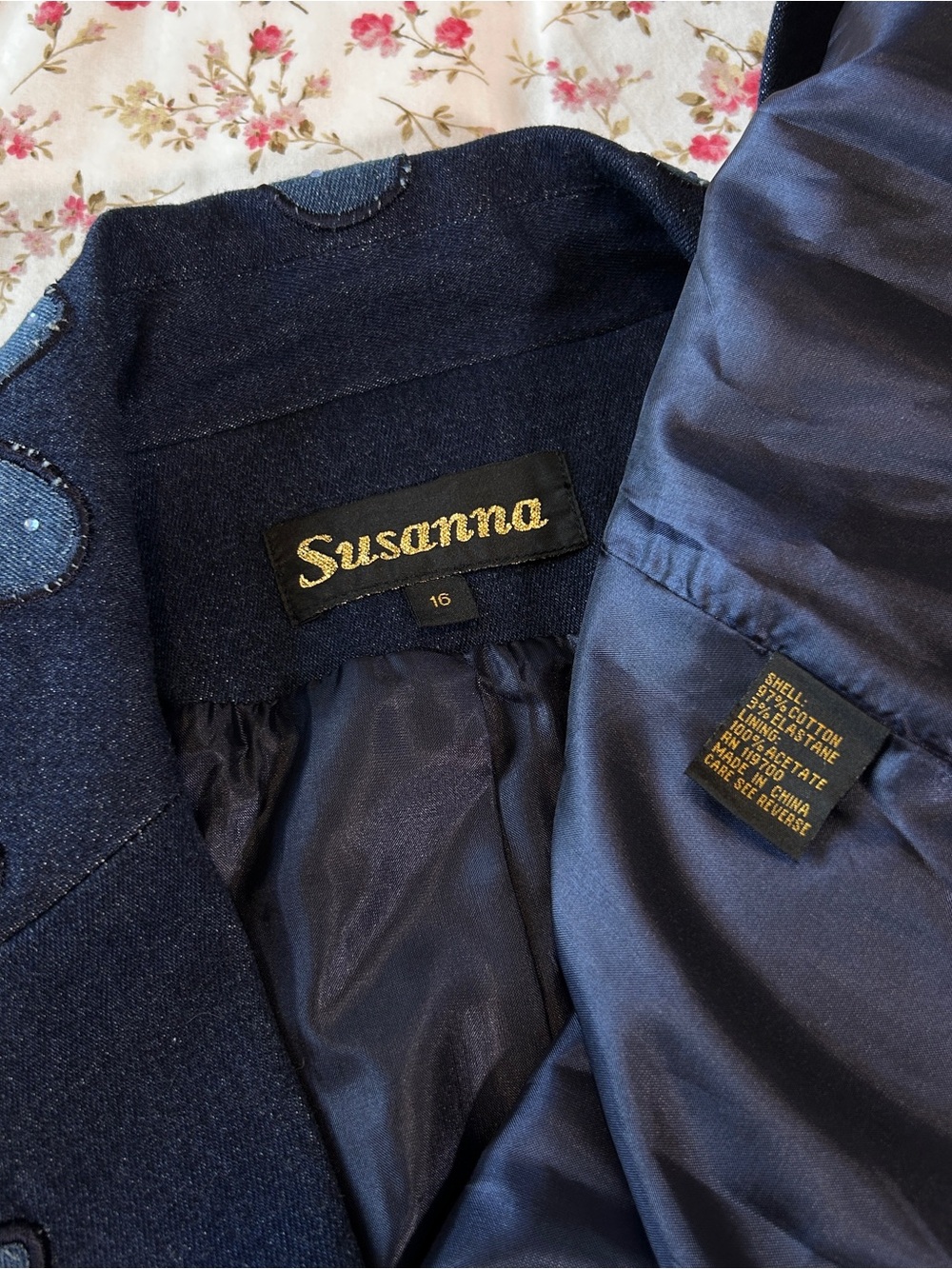 Susanna rhinestone funky vintage denim blazer jacket 16 - Picture 5 of 8